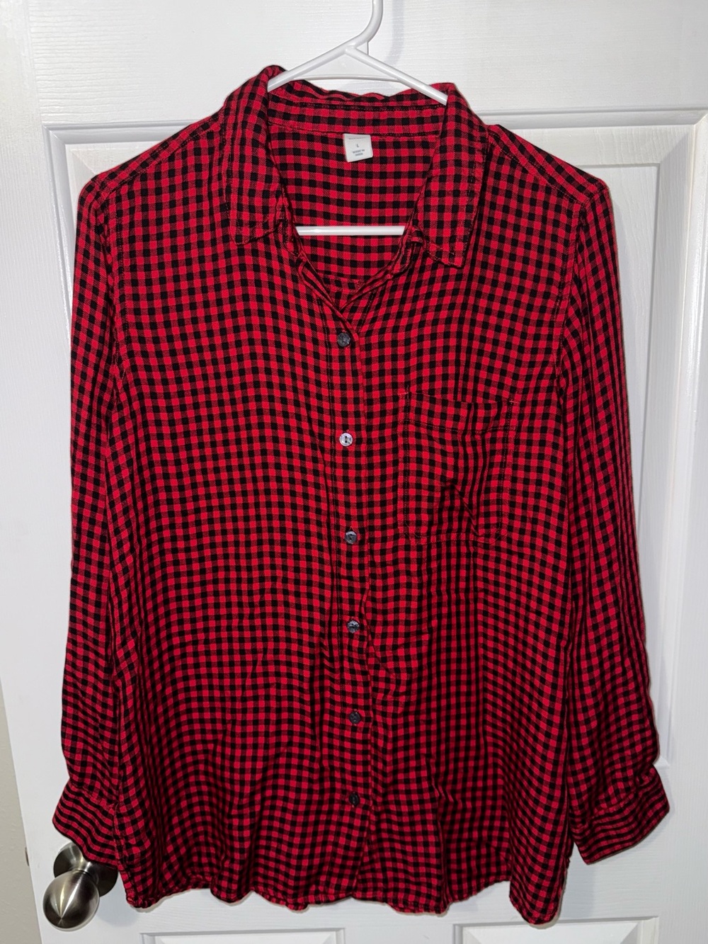 Old Navy Red and Black Buffalo Plaid Button-Down Shirt